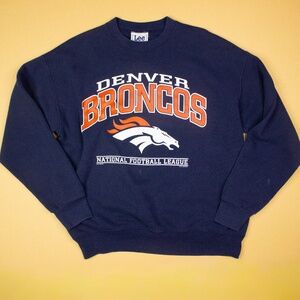 Vintage Lee Denver Broncos Blue Crew Neck Sweatshirt Men's Size L